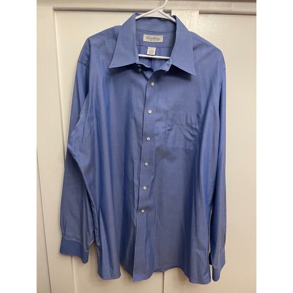 Brooks Brothers Men’s Button Down Solid Blue Long Sleeve Dress Shirt Sz 18 36/37 - Picture 1 of 3